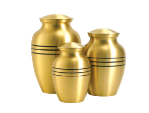 Brass Tri-Band Urn Set