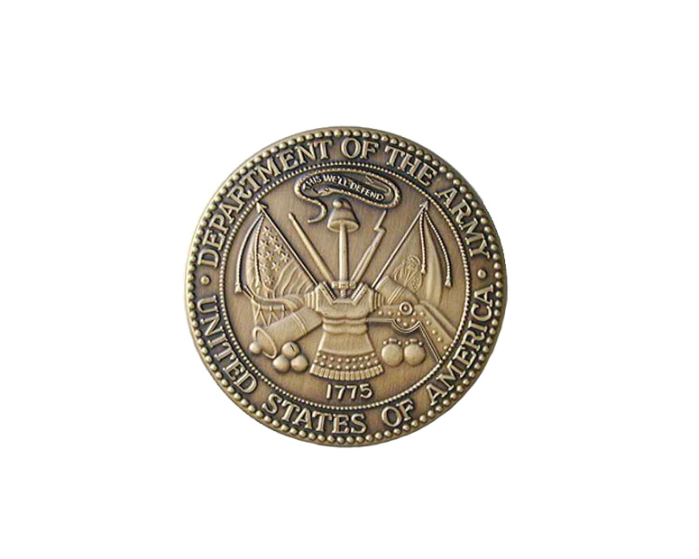 Army Antiqued Brass Emblem 2 ½”