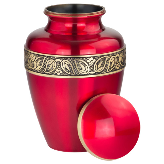 Brass Ruby Red Urn - Image 2