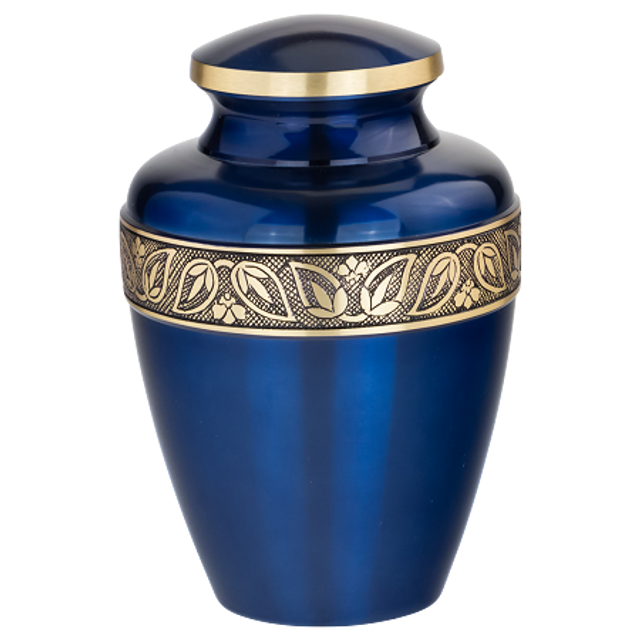 Brass Sapphire Blue Urn