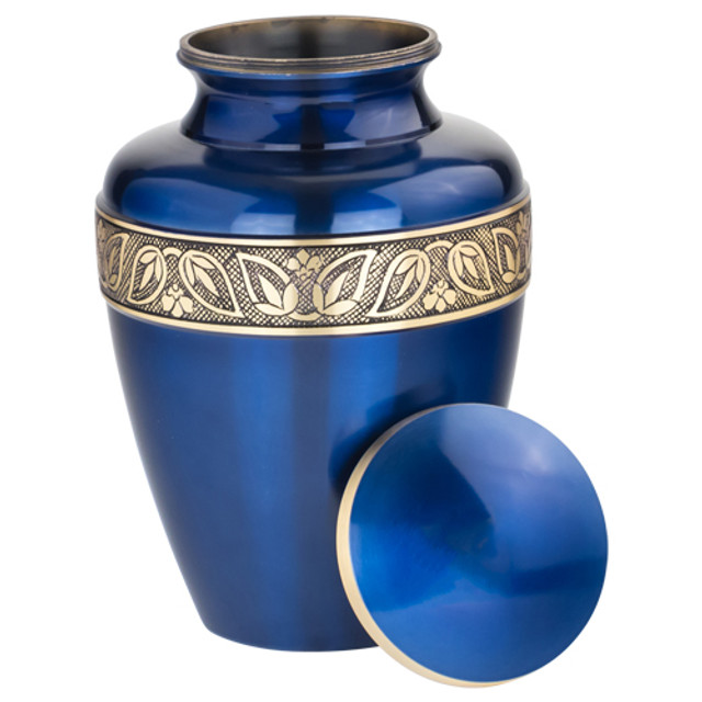 Brass Sapphire Blue Urn - Image 2