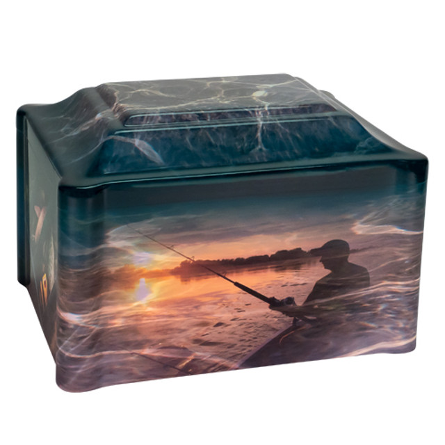 Cultured Marble Fishing Panoramic Cremation Urn - Image 3