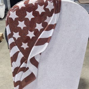 Draped Flag Granite Headstone