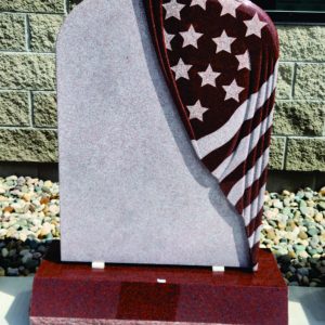 Draped Flag Granite Headstone